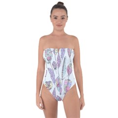 Vector Illustration Seamless Multicolored Pattern Feathers Birds Tie Back One Piece Swimsuit