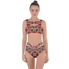 Grandma S Christmas Knitting Pattern Red Green White Colors Bandaged Up Bikini Set 