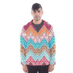 Ethnic Floral Pattern Men s Hooded Windbreaker