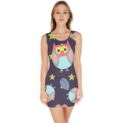 Owl Stars Pattern Background Bodycon Dress