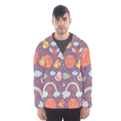 Cute Seamless Pattern With Doodle Birds Balloons Men s Hooded Windbreaker