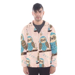 Seamless Pattern Owls Dream Cute Style Fabric Men s Hooded Windbreaker