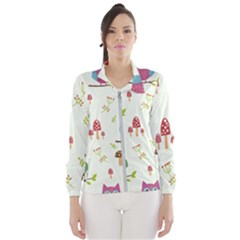 Forest Seamless Pattern With Cute Owls Women s Windbreaker