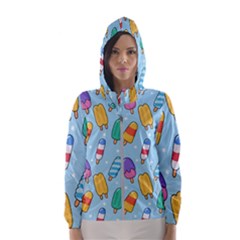 Cute Kawaii Ice Cream Seamless Pattern Women s Hooded Windbreaker by Vaneshart