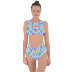 Cute Kawaii Ice Cream Seamless Pattern Bandaged Up Bikini Set  by Vaneshart