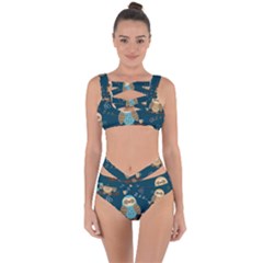 Seamless Pattern Owls Dreaming Bandaged Up Bikini Set  by Vaneshart