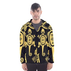 Mexican Culture Golden Tribal Icons Men s Hooded Windbreaker