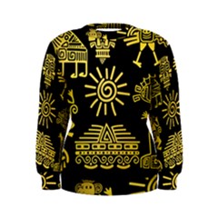 Maya Style Gold Linear Totem Icons Women s Sweatshirt