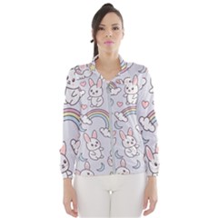 Seamless Pattern With Cute Rabbit Character Women s Windbreaker by Vaneshart