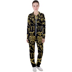 Golden Indian Traditional Signs Symbols Casual Jacket And Pants Set
