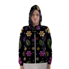 Embroidery Seamless Pattern With Flowers Women s Hooded Windbreaker