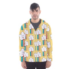 Smile Cloud Rainbow Pattern Yellow Men s Hooded Windbreaker