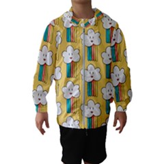 Smile Cloud Rainbow Pattern Yellow Kids  Hooded Windbreaker