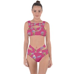 Seamless Pattern Patches With Ice Cream Bandaged Up Bikini Set 
