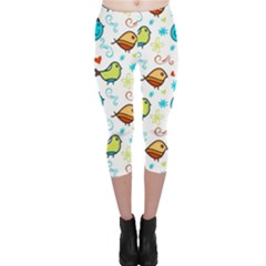 Birds Pattern Design Capri Leggings 