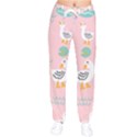 Cute Happy Duck Gift Card Design Seamless Pattern Template Women velvet Drawstring Pants View1