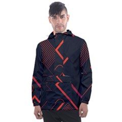 Gradient Geometric Shapes Dark Background Design Men s Front Pocket Pullover Windbreaker by Vaneshart
