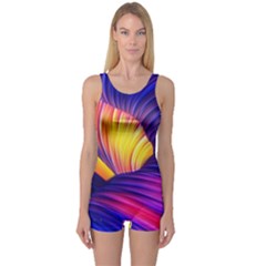 Abstract Antelope Pattern Background One Piece Boyleg Swimsuit