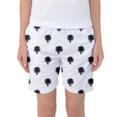 Black And White Tropical Print Pattern Women s Basketball Shorts by dflcprintsclothing