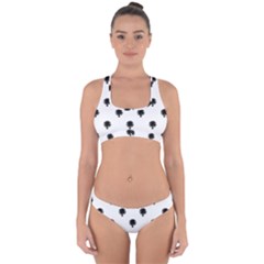 Black And White Tropical Print Pattern Cross Back Hipster Bikini Set by dflcprintsclothing