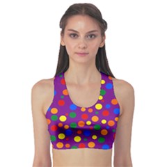 Gay Pride Rainbow Multicolor Dots Sports Bra by VernenInk