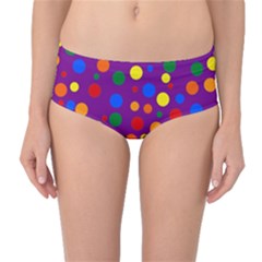 Gay Pride Rainbow Multicolor Dots Mid-waist Bikini Bottoms by VernenInk