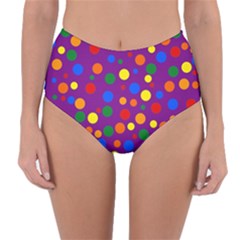 Gay Pride Rainbow Multicolor Dots Reversible High-waist Bikini Bottoms by VernenInk