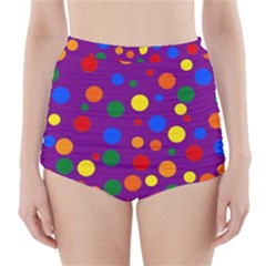 Gay Pride Rainbow Multicolor Dots High-waisted Bikini Bottoms by VernenInk