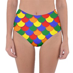 Gay Pride Scalloped Scale Pattern Reversible High-waist Bikini Bottoms by VernenInk