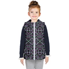 Lines And Dots Motif Geometric Seamless Pattern Kids  Hooded Puffer Vest by dflcprintsclothing