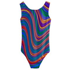 Gay Pride Rainbow Wavy Thin Layered Stripes Kids  Cut-out Back One Piece Swimsuit by VernenInk