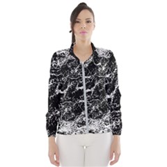 Black And White Abstract Textured Print Women s Windbreaker by dflcprintsclothing