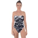 Black And White Abstract Textured Print Tie Back One Piece Swimsuit View1