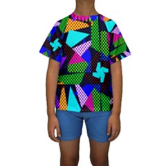 Trippy Blocks, Dotted Geometric Pattern Kids  Short Sleeve Swimwear by Casemiro