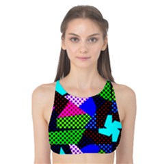 Trippy Blocks, Dotted Geometric Pattern Tank Bikini Top by Casemiro