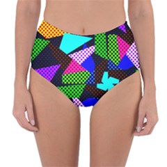 Trippy Blocks, Dotted Geometric Pattern Reversible High-waist Bikini Bottoms by Casemiro