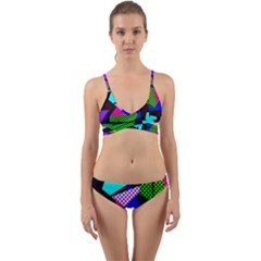 Trippy Blocks, Dotted Geometric Pattern Wrap Around Bikini Set by Casemiro