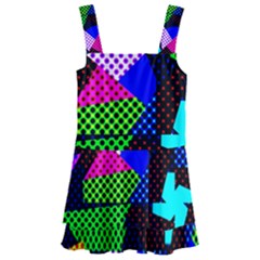 Trippy Blocks, Dotted Geometric Pattern Kids  Layered Skirt Swimsuit by Casemiro