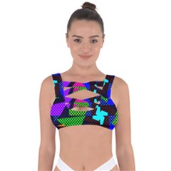 Trippy Blocks, Dotted Geometric Pattern Bandaged Up Bikini Top by Casemiro