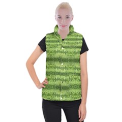 Watermelon Pattern, Fruit Skin In Green Colors Women s Button Up Vest by Casemiro