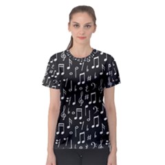 Chalk Music Notes Signs Seamless Pattern Women s Sport Mesh Tee