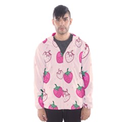 Seamless Strawberry Fruit Pattern Background Men s Hooded Windbreaker