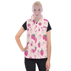 Seamless Strawberry Fruit Pattern Background Women s Button Up Vest by Vaneshart