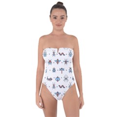 Insects-icons-square-seamless-pattern Tie Back One Piece Swimsuit