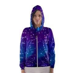 Realistic-night-sky-poster-with-constellations Women s Hooded Windbreaker