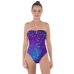 Realistic-night-sky-poster-with-constellations Tie Back One Piece Swimsuit