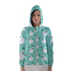 Elegant-swan-seamless-pattern Women s Hooded Windbreaker