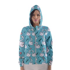 Elegant-swan-pattern-design Women s Hooded Windbreaker