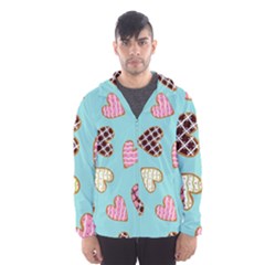 Seamless Pattern With Heart Shaped Cookies With Sugar Icing Men s Hooded Windbreaker