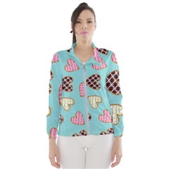 Seamless Pattern With Heart Shaped Cookies With Sugar Icing Women s Windbreaker